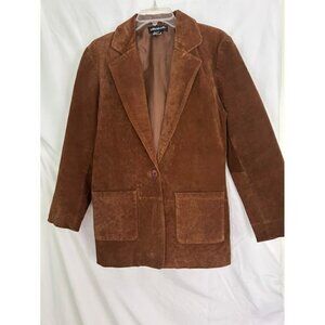 Vintage Savannah Brown Suede Leather Blazer Jacket Size 6
